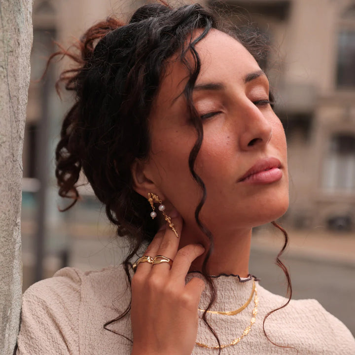 Freja øreringe sæt i forgyldt