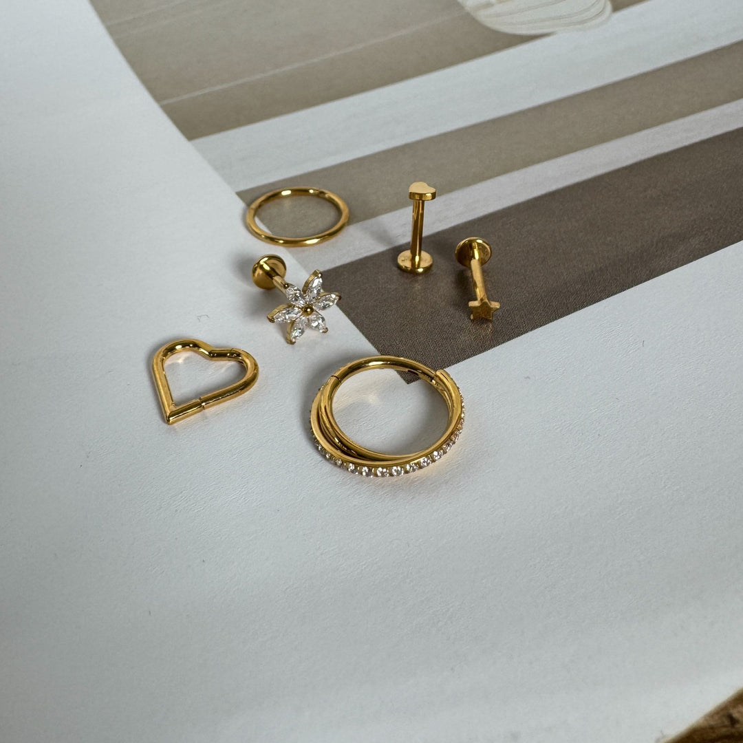 Ringline dobbelt - Helix Forgyldt med zirkoner