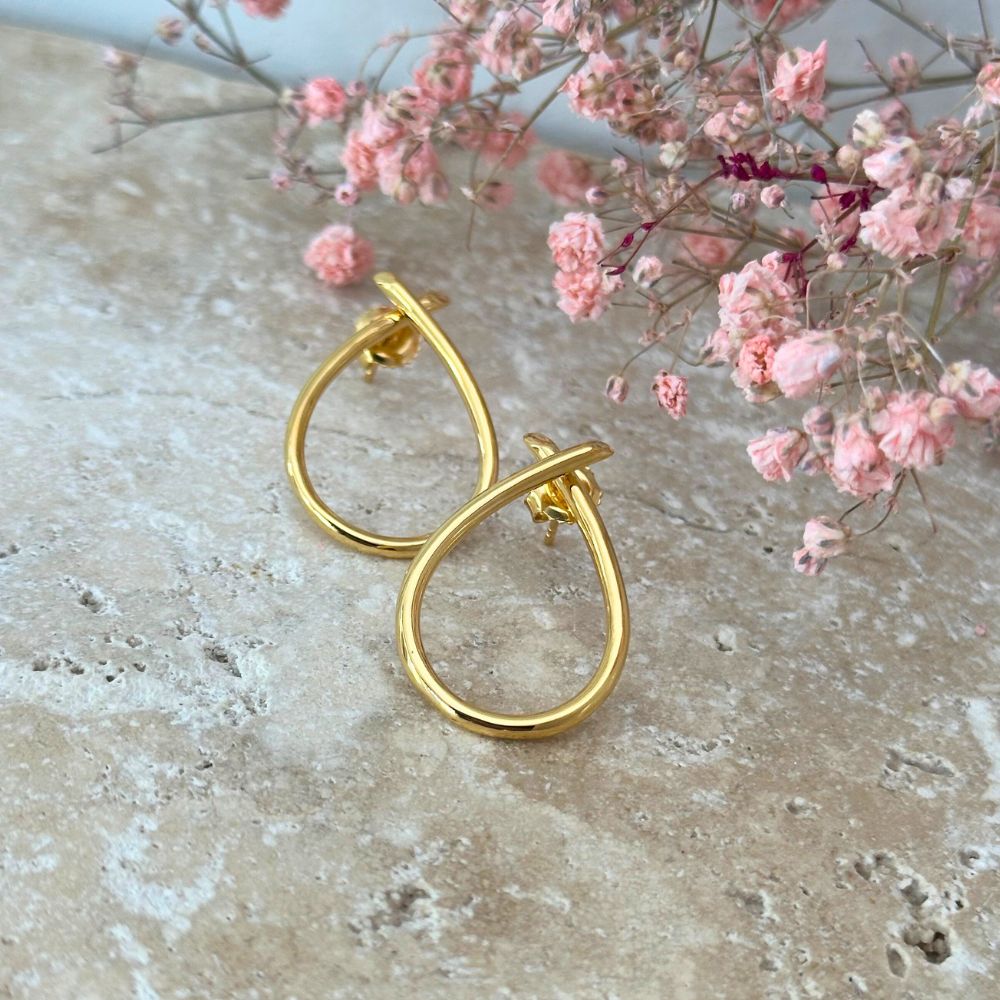 EVERYDAY - Earring stud large shiny goldpl. silver