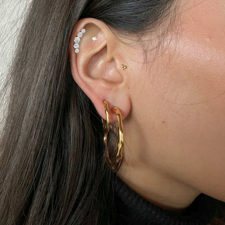 Line - Piercing gold-plated with zircons