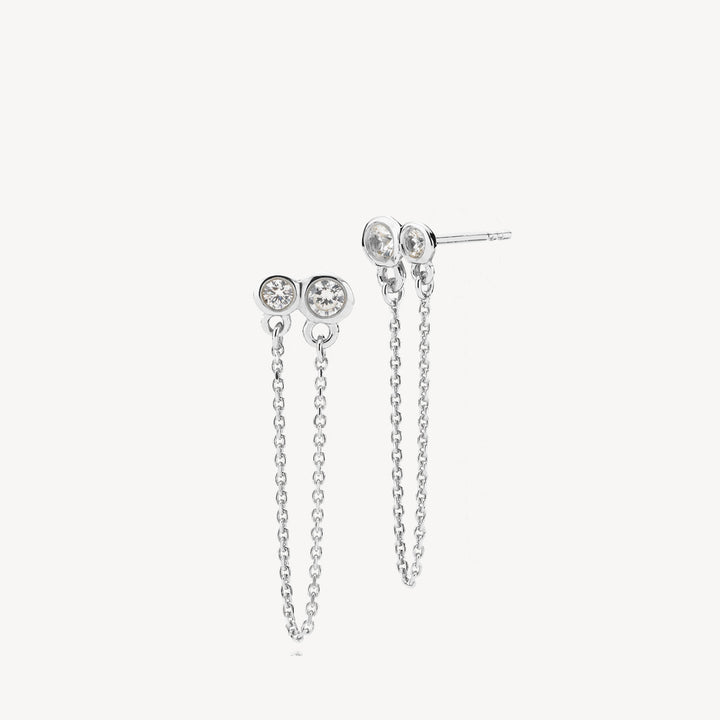 Metis - Chain earring Silver with zircon