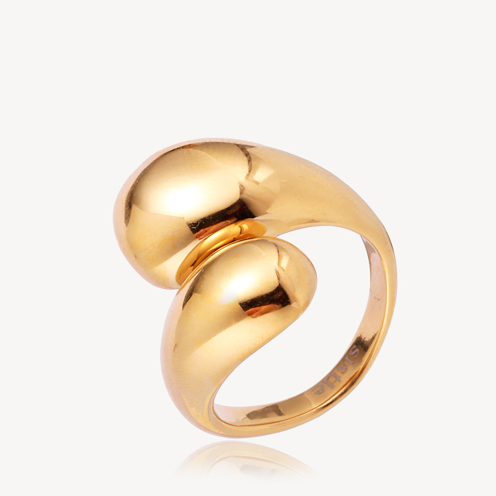Bred drops ring Forgyldt
